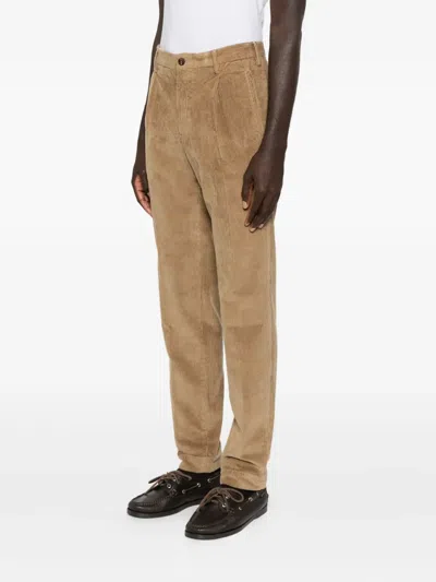 Incotex Pleated Corduroy Trousers In Brown