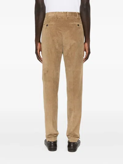 Incotex Pleated Corduroy Trousers In Brown