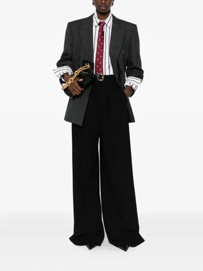 Saint Laurent Cassandre Double-breasted Jacket In Gray