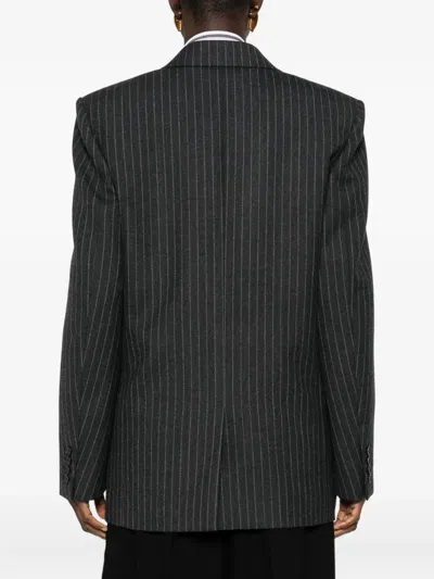Saint Laurent Cassandre Double-breasted Jacket In Gray