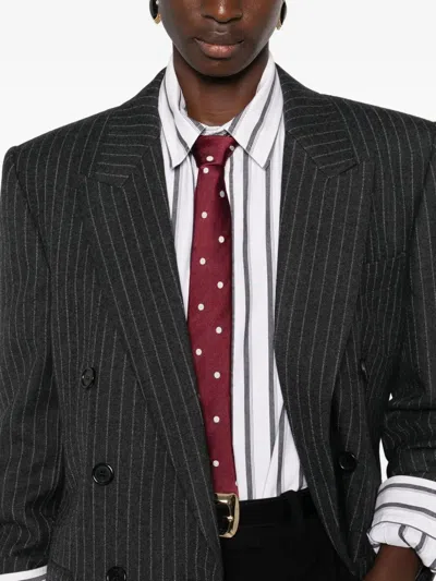 Saint Laurent Cassandre Double-breasted Jacket In Gray