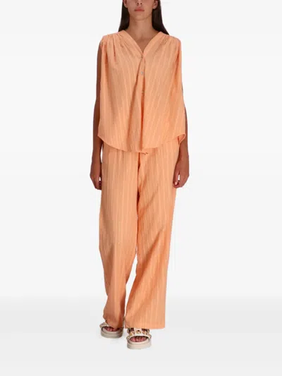 Devotion Striped Cotton Trousers In Orange