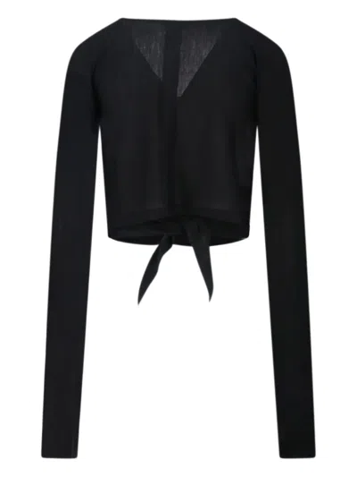 Rick Owens V-neck Knit Top With Crossed Front Detail In Black