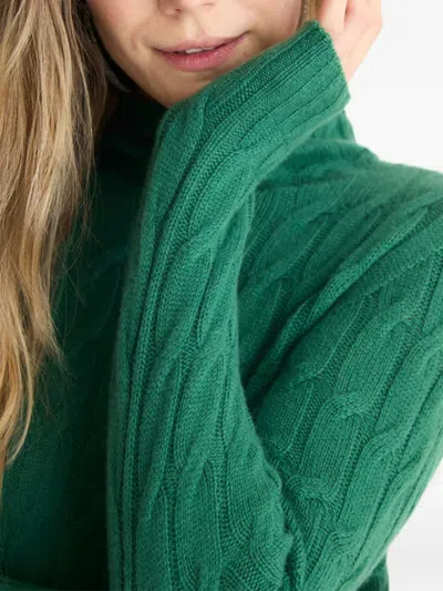 Biancalancia Cable-knit Mock-neck Sweater In Green