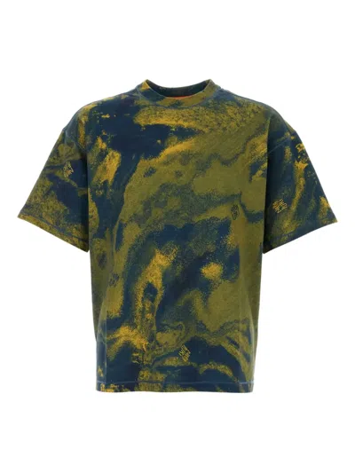 Napapijri Tie-dye Cotton T-shirt Round Neck In Green