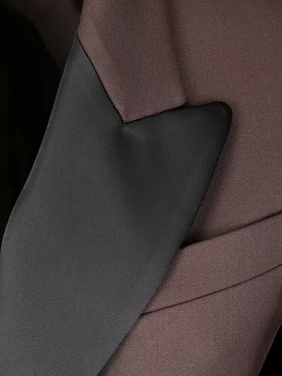 P.a.r.o.s.h Double-breasted Gabardine Over Jacket With Satin Collar In Brown