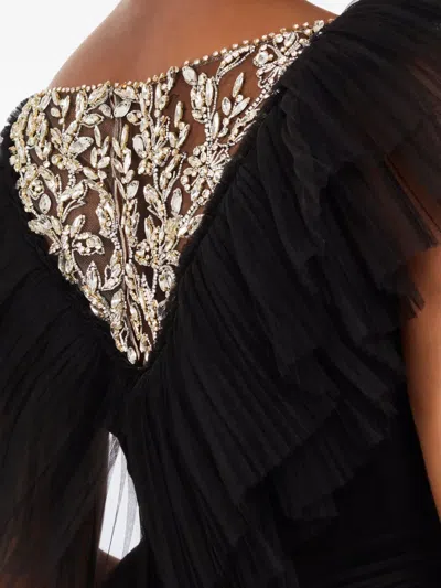 Jenny Packham Foxglove Embellished Ruffled-tulle Maxi Dress In Black