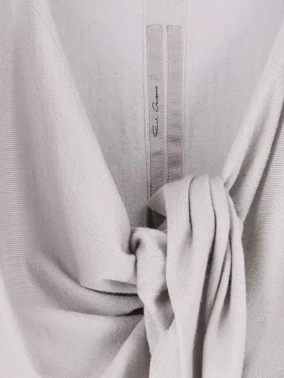 Rick Owens Wrap Design Crewneck Knitwear With Ribbed Texture In Gray