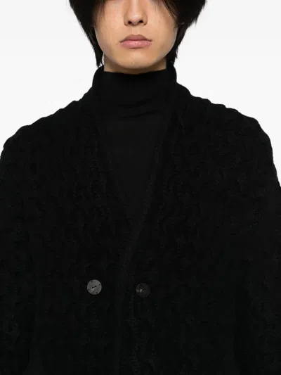 Devoa Cable-knit Cardigan In Black