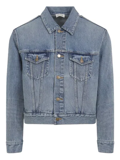 Fear Of God Light Blue Denim Jacket With Button-up Front And Vintage Finish In Blue