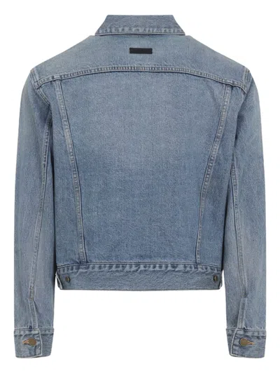 Fear Of God Light Blue Denim Jacket With Button-up Front And Vintage Finish In Blue