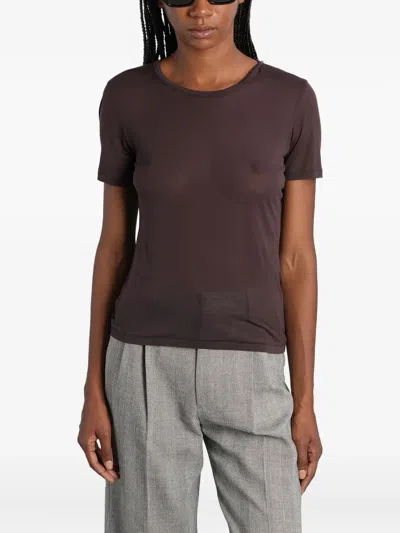Anine Bing Sylvie T-shirt In Brown Wool And Polyester In Brown