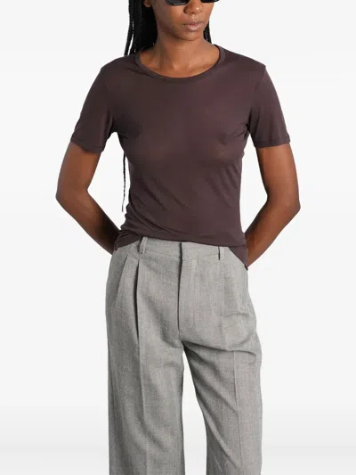 Anine Bing Sylvie T-shirt In Brown Wool And Polyester In Brown