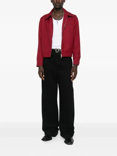 Second / Layer Second Layer Logo Dice Virgin Wool Bomber Jacket In Red