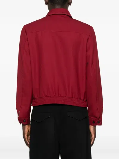 Second / Layer Second Layer Logo Dice Virgin Wool Bomber Jacket In Red