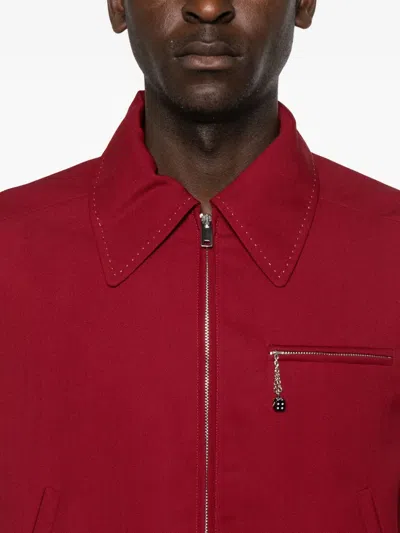 Second / Layer Second Layer Logo Dice Virgin Wool Bomber Jacket In Red