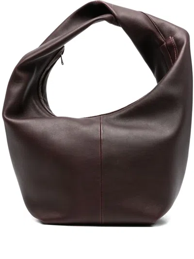 Maeden Medium Twisted Handle Leather Shoulder Bag In Brown