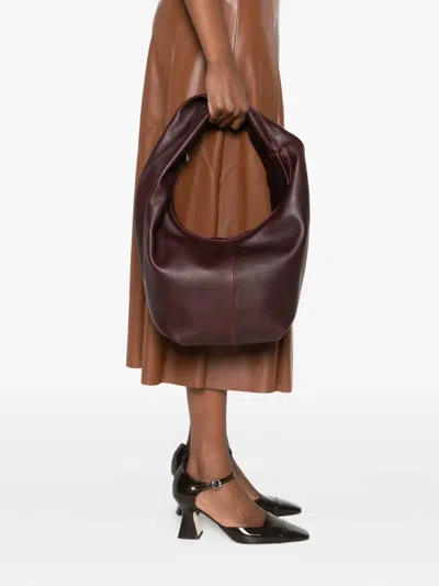 Maeden Medium Twisted Handle Leather Shoulder Bag In Brown
