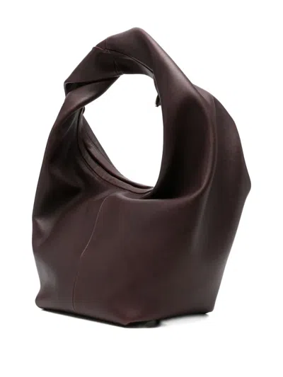 Maeden Medium Twisted Handle Leather Shoulder Bag In Brown