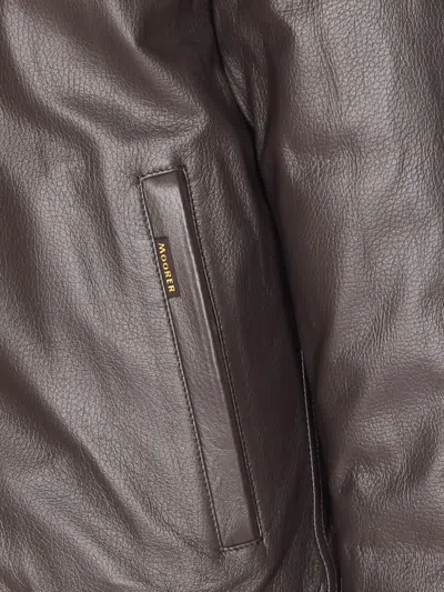 Moorer High Neck Jacket Fur Collar In Brown