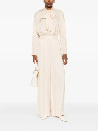 波点图案系带领罩衫