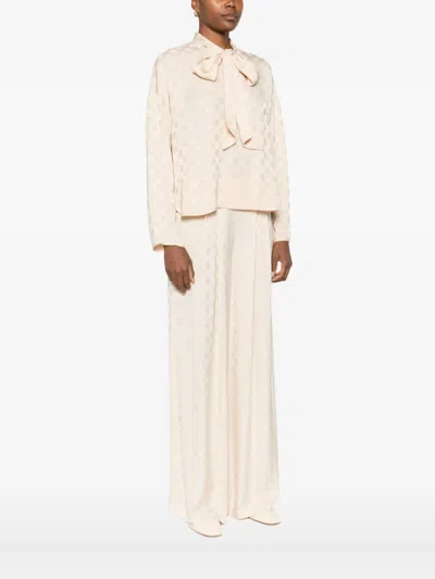 波点图案系带领罩衫