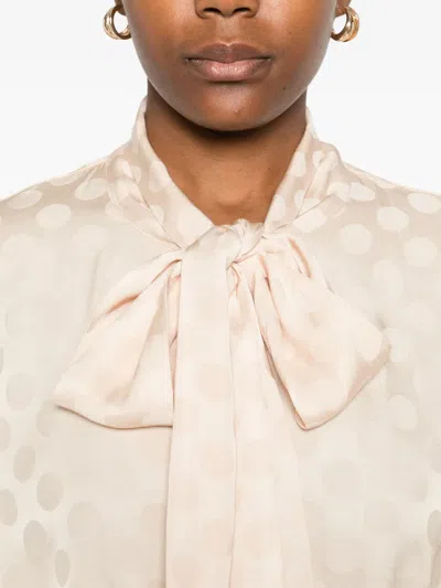 波点图案系带领罩衫