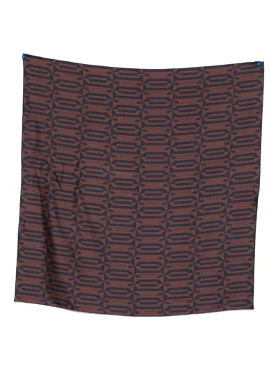 Lanvin Geometric Pattern All-over Print Scarf In Brown
