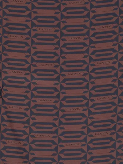 Lanvin Geometric Pattern All-over Print Scarf In Brown