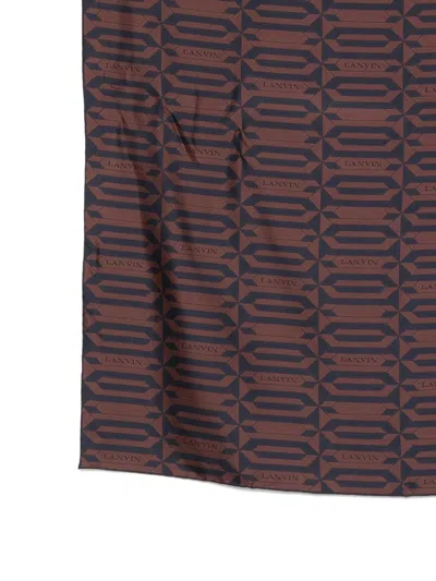 Lanvin Geometric Pattern All-over Print Scarf In Brown