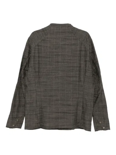 Devoa Textured Cotton Shirt In Brown