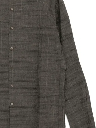 Devoa Textured Cotton Shirt In Brown