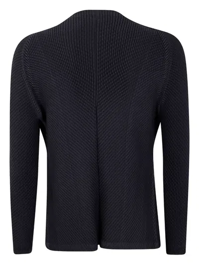 Issey Miyake Pleated Open-front Cardigan In Black
