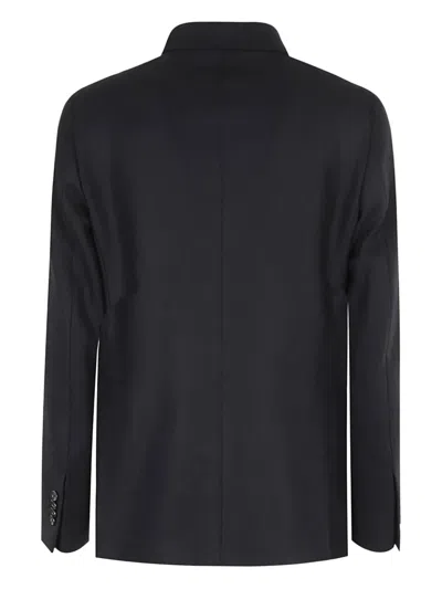 Tagliatore Tailored Blue Wool Blazer With Notched Lapel In Blue