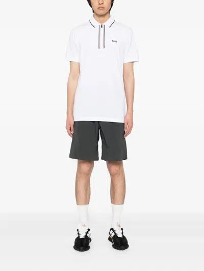 Hugo Boss White Slim Fit Logo Polo In White