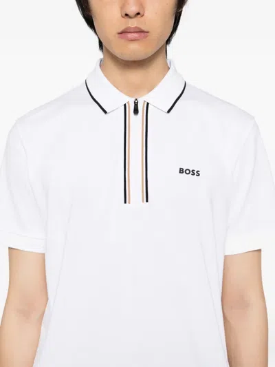 Hugo Boss White Slim Fit Logo Polo In White