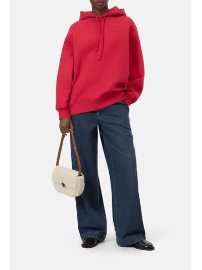 Closed Casual Oversized Hoodie With Adjustable Drawstring And Heritage Print In Red