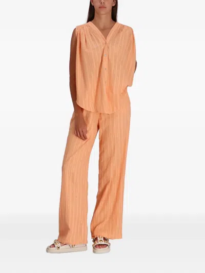 Devotion Iris Metallic-striped Sleeveless Blouse In Orange