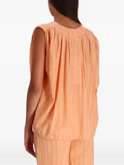 Devotion Iris Metallic-striped Sleeveless Blouse In Orange