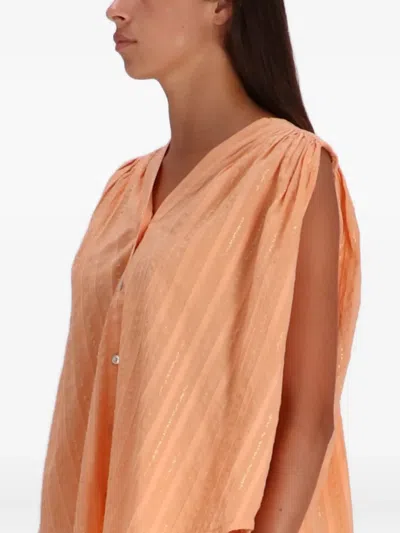 Devotion Iris Metallic-striped Sleeveless Blouse In Orange