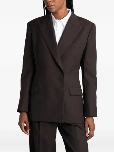 Anine Bing Single-breasted Wool Blend Jacket With Flap Pockets In Brown