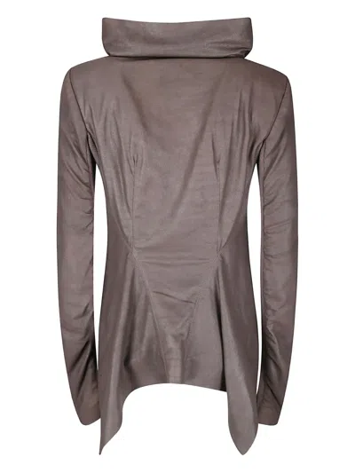 Rick Owens Tailored Brown Lamb Leather Jacket With Padded Shoulders In Brown