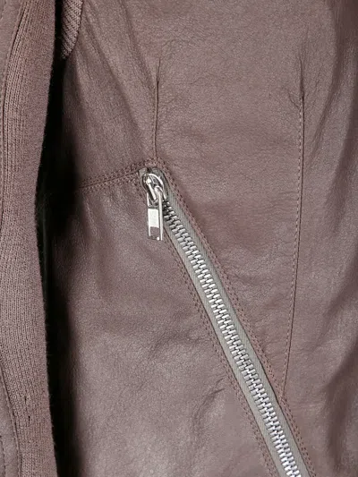 Rick Owens Tailored Brown Lamb Leather Jacket With Padded Shoulders In Brown