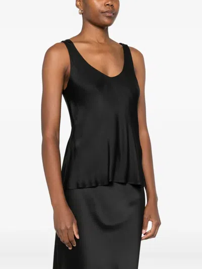 Dixie V-neck Cotton Top In Black