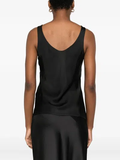 Dixie V-neck Cotton Top In Black