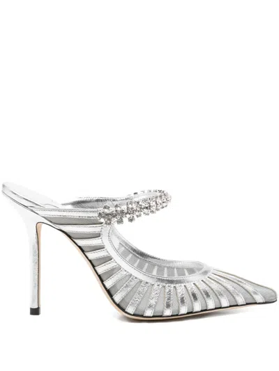 Jimmy Choo Striped Mesh Stiletto Pumps Strap In Metallic