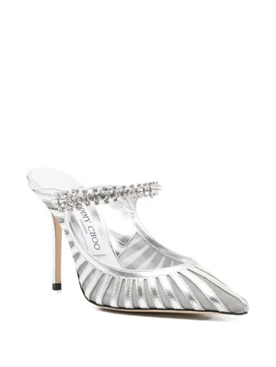 Jimmy Choo Striped Mesh Stiletto Pumps Strap In Metallic