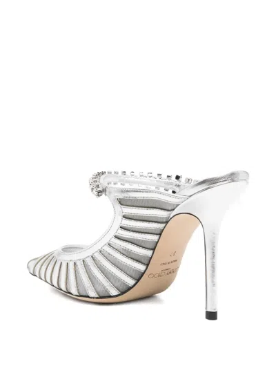Jimmy Choo Striped Mesh Stiletto Pumps Strap In Metallic