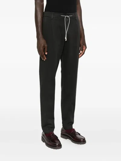 Eleventy Trousers With Drawstring Waist And Belt Loops In Black