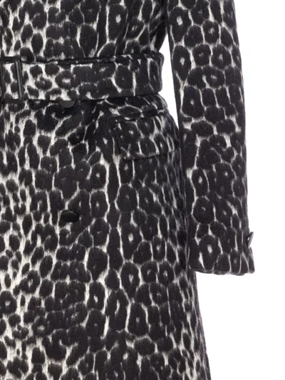 Tagliatore Long Leopard Print Coat With Belted Waist In Animal Print